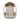 Charmydecor Malia hanging basket chair front view with plush beige cushion and arched rattan canopy