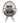 Egg-shaped chair with geometric design and gray cushions on a white background