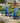 charmydecor navy blue embossed wood grain Adirondack chairs set of 2 on backyard patio
