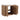 CharmyDecor oak-look bathroom vanity front angle with doors open to show interior shelving and hinges