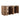 CharmyDecor oak-look double sink bathroom vanity angled view with doors open to reveal interior storage