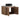 CharmyDecor oak-look floating bathroom vanity angled view with both doors open to reveal the lower storage compartment