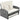 Gray wicker outdoor chair with white cushions on a white background