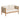 charmydecor outdoor loveseat with acacia wood frame beige rope arms and two cream back pillows angled front view