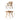 Wooden chair and table with dimensions on a white background