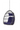 Hanging egg-shaped chair with dark blue cushions on a white background