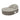 Round outdoor lounge chair with beige cushions on a white background