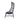 Black wicker chair with a blue cushion on a white background