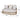 Wicker daybed with white cushions and dimensions labeled on a white background