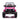 Pink toy truck with black accents on a white background