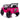 Pink toy off-road vehicle with black wheels on a white background