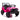 Pink toy jeep with black details on a white background