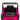Close-up of a pink toy car with black seat and steering wheel on a white background