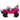Pink toy truck with black details on a white background