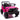 Pink toy truck with black details on a white background