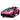 Pink toy sports car with black details on a white background
