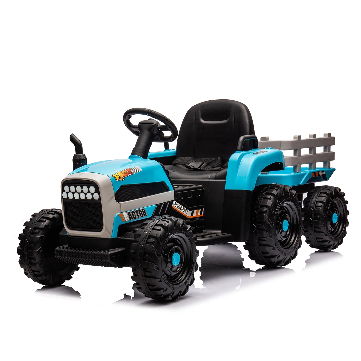 24V Ride On Tractor with Trailer, Remote Control Electric Kids Tractor ...