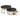 Round coffee table with black marble top and gold frame on a white background