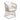 charmydecor single wicker outdoor dining chair with beige steel frame and white cushion on white background