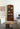 charmydecor tall arched teak glass display cabinet full height view
