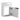 CharmyDecor white floating bathroom vanity angled view with the door open to show the compartment and hinges.