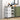 White kitchen cart with wooden top in a kitchen setting