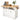 Charmydecor white kitchen island with expanded wood-tone drop leaf countertop, open shelf storage, and side spice rack