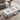 charmydecor white marble-look coffee table with black open metal frame styled beside gray sofa