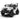 Children's toy off-road vehicle with black and white design on a white background