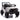 Children's toy truck with black and white design on a white background
