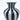 Close-up of striped vase with glossy blue and white finish