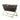 Coffee brown leather magazine rack with polished gold stainless steel frame, angled front view.