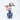 Decorative navy and white striped vase with pink flowers