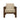 Front view of upholstered accent chair with walnut frame