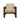 Front view of upholstered accent chair with walnut frame