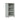 Grey triangle cabinet open with two adjustable shelves