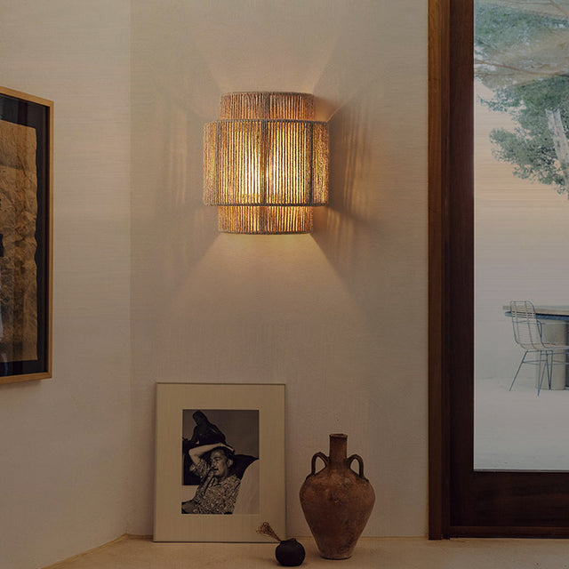 Bohemian Rattan Hemp Rope Wall Lamp with LED Lighting – CharmyDecor