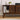 Left side of the TV stand, showing storage for books and decor with rattan door partially open
