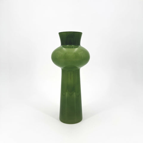 Modern Green Glass Vase – Sculptural Tall Flower Vase for Living Room or Entryway Decor