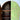Interior of arched cabinet with dark wood shelves, contrasting the vibrant hand-painted exterior.