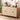 Decorative storage cabinet styled with coffee maker and fruit tray