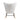 Rear view of rocking chair with white fabric and smooth finish