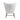 Rear view of rocking chair with white fabric and smooth finish