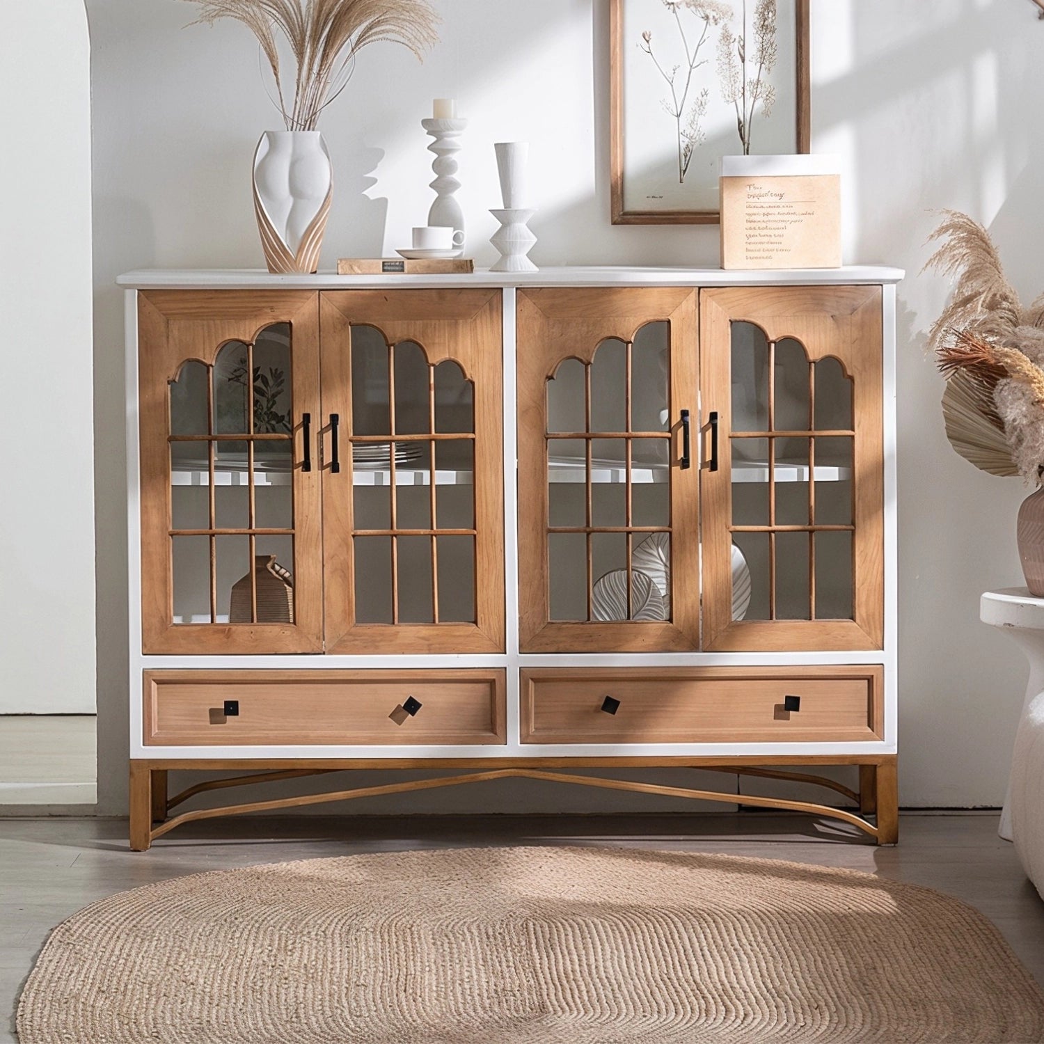 Rustic Sideboard with Glass Doors, 59