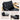 Detailed view of seat cushion and back support on black leather chair