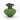 Side angle of ribbed green glass vase with curved top