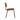 Side profile of walnut dining chair with curved seat and bent legs