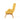 Side profile of yellow fabric lounge chair with wooden legs