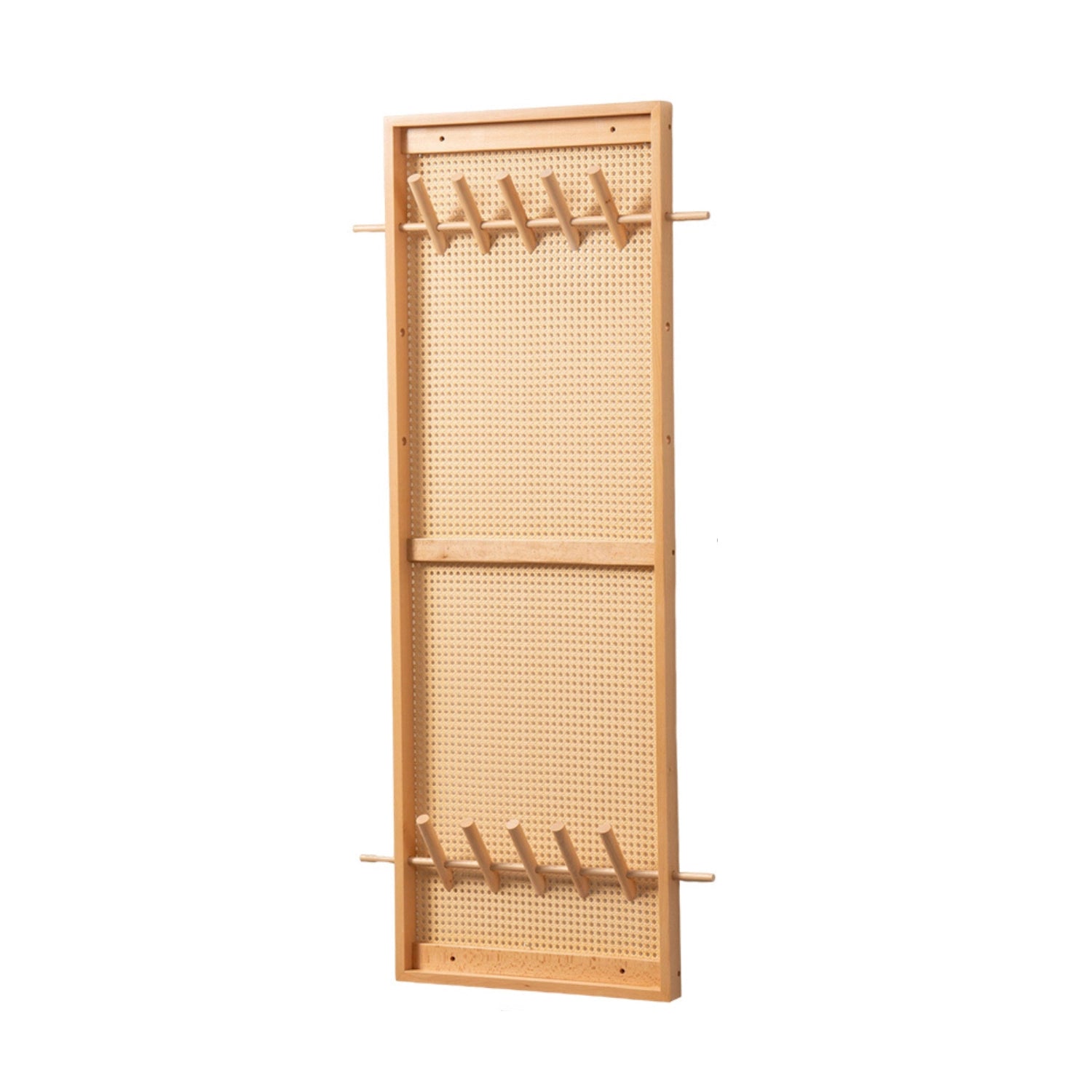 Solid Beech Wood Wall Coat Rack – Rattan-Back or Open-Frame Style – 58 ...