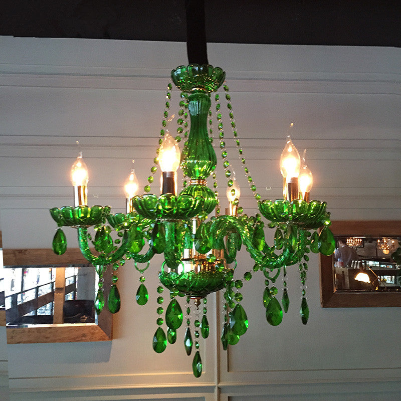 LED Teardrop Crystal Chandelier - Modern Green Design – CharmyDecor
